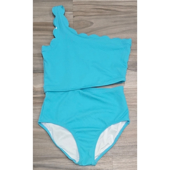 Girls Old Navy One-Piece Swimsuit - Barrier Reef Scalloped Design Size 10 - 12 - Picture 1 of 8